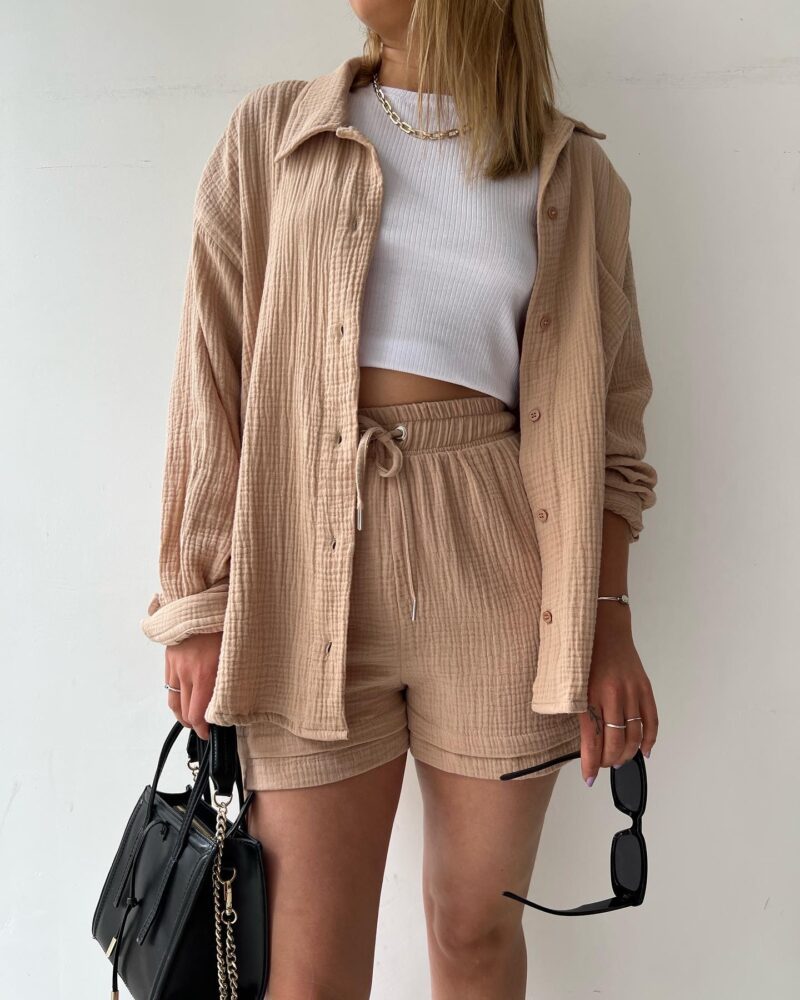 Luisa - Women's Two-Piece Long Sleeve Top & Stylish Shorts