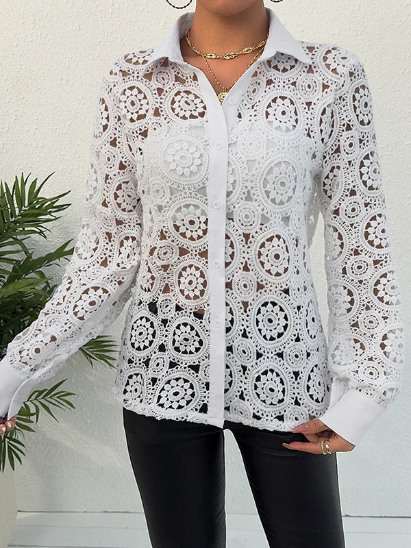 Meredith - V Neck Summer Lace Blouse