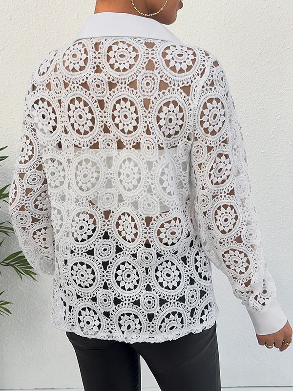 Meredith - V Neck Summer Lace Blouse