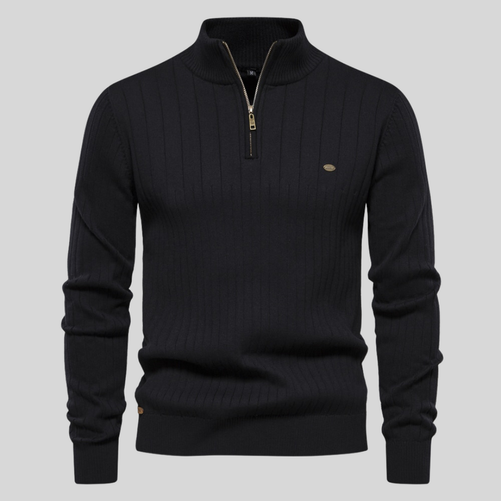 Half-zip Sweater | High collar | Long sleeves | Knitted sweater | Men's winter wear
