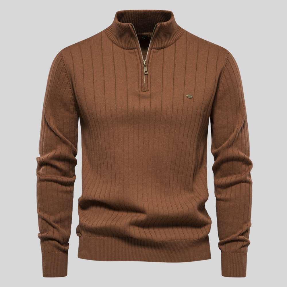 Half-zip Sweater | High collar | Long sleeves | Knitted sweater | Men's winter wear