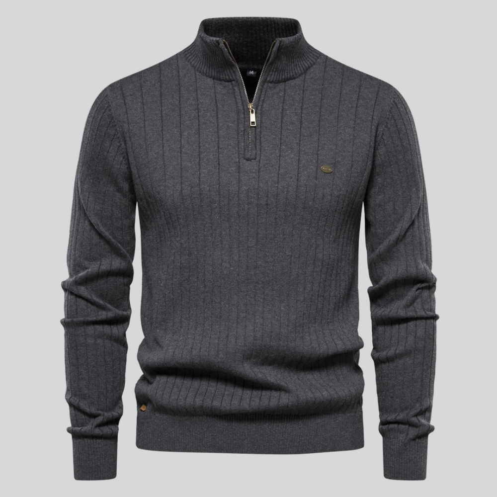 Half-zip Sweater | High collar | Long sleeves | Knitted sweater | Men's winter wear