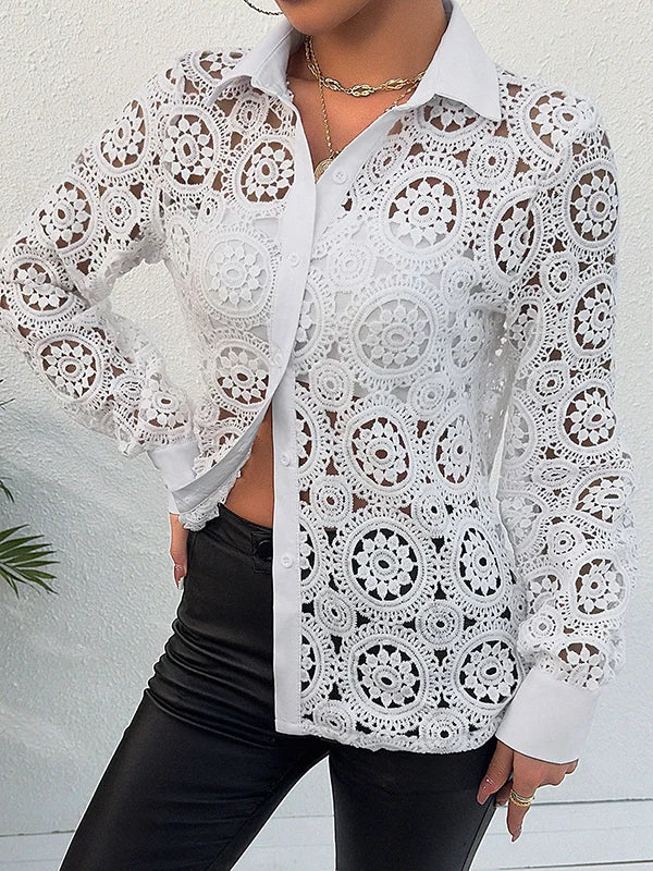 Meredith - V Neck Summer Lace Blouse