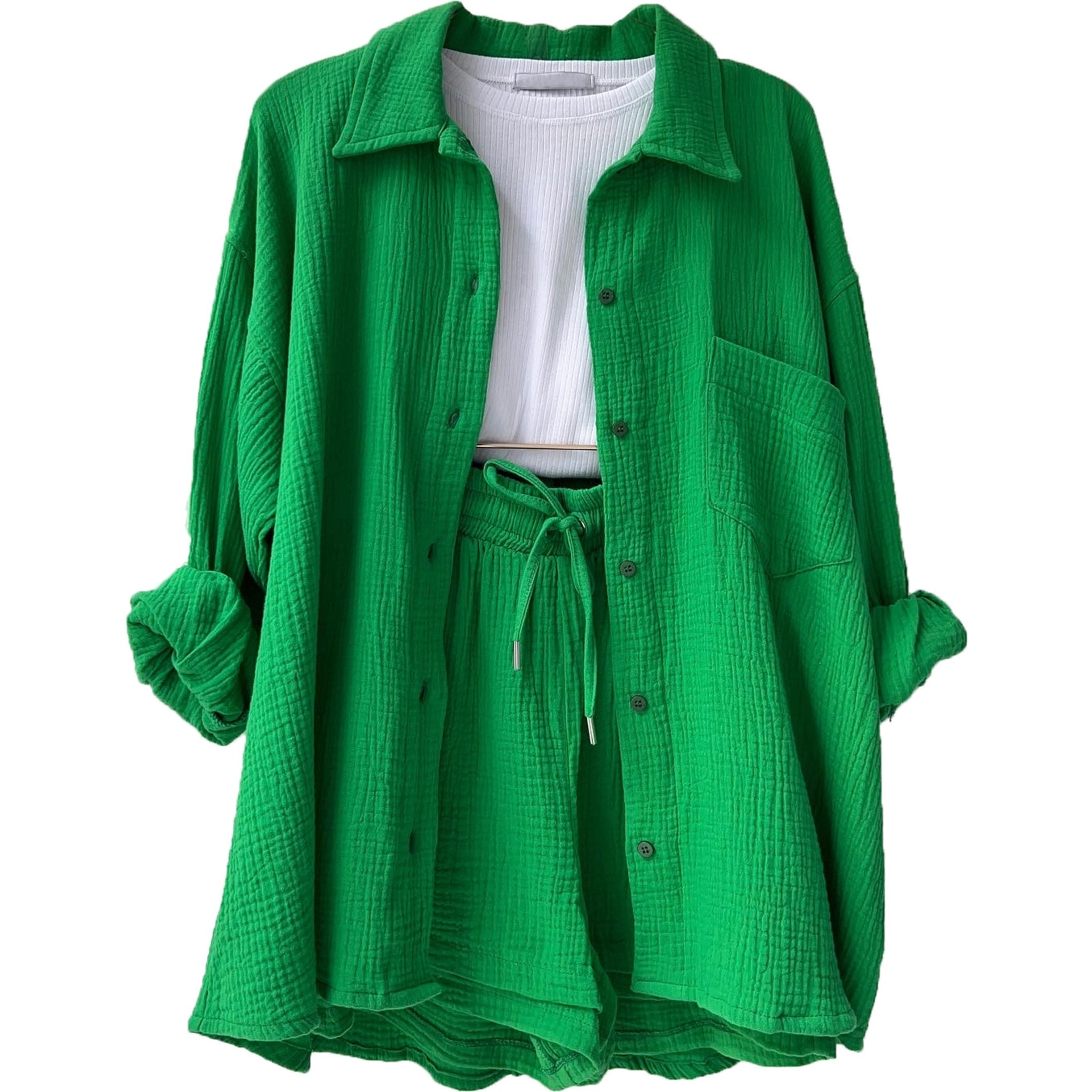 Luisa - Women's Two-Piece Long Sleeve Top & Stylish Shorts