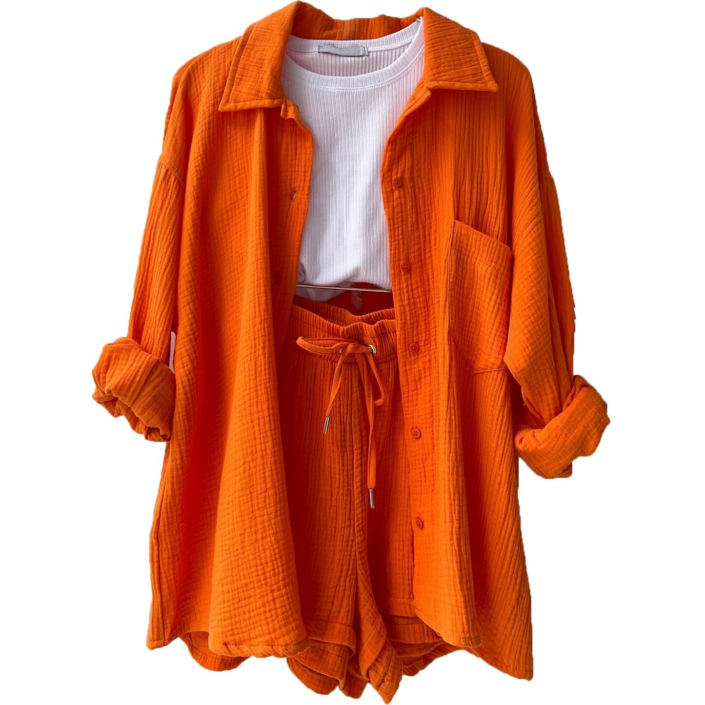 Luisa - Women's Two-Piece Long Sleeve Top & Stylish Shorts