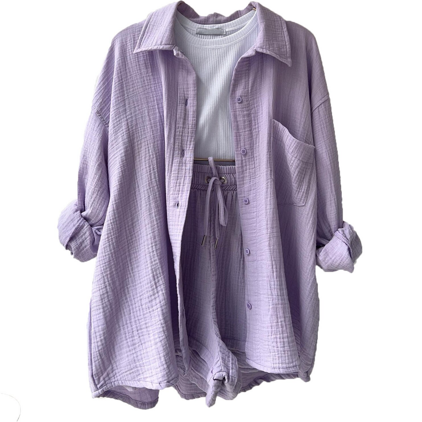 Luisa - Women's Two-Piece Long Sleeve Top & Stylish Shorts