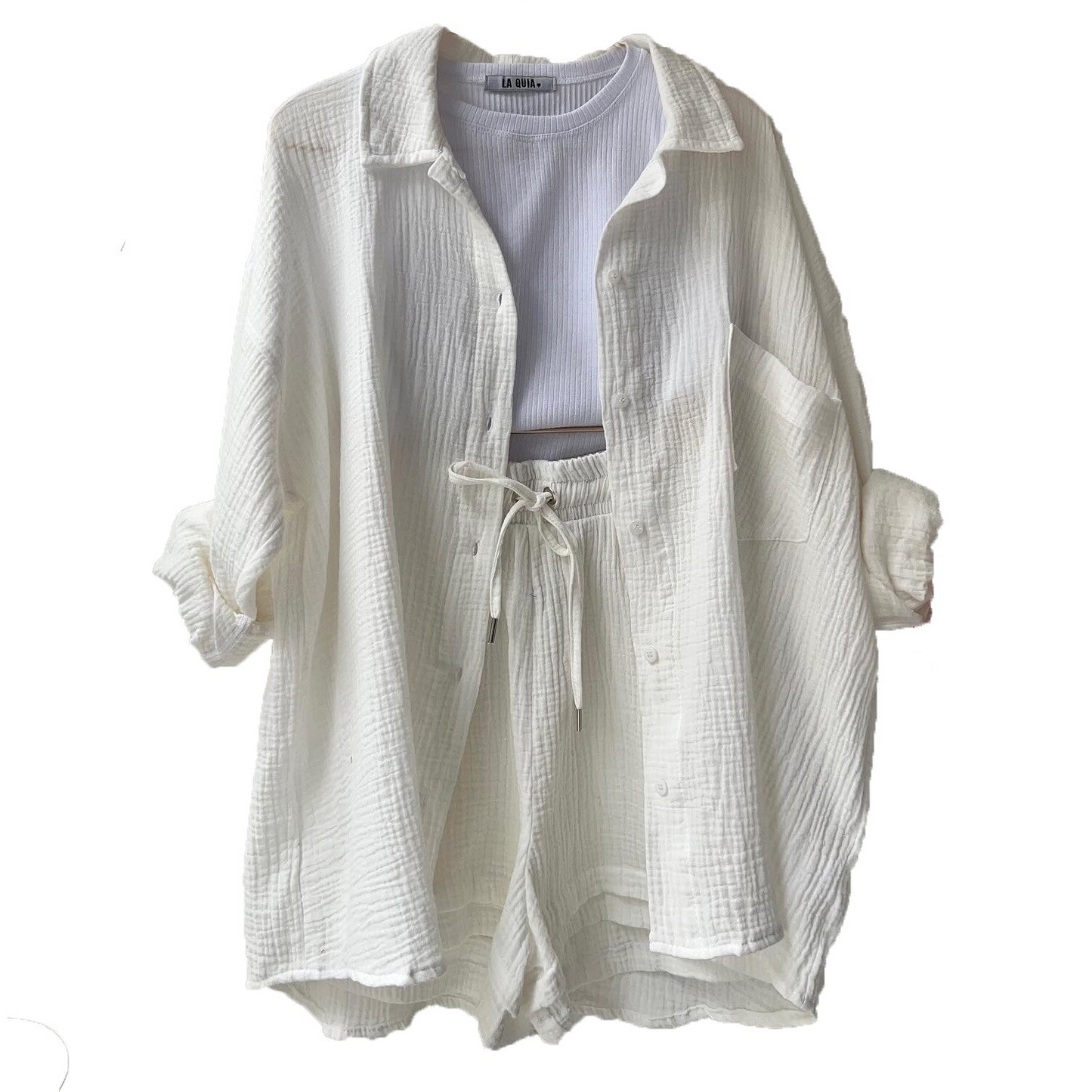 Luisa - Women's Two-Piece Long Sleeve Top & Stylish Shorts