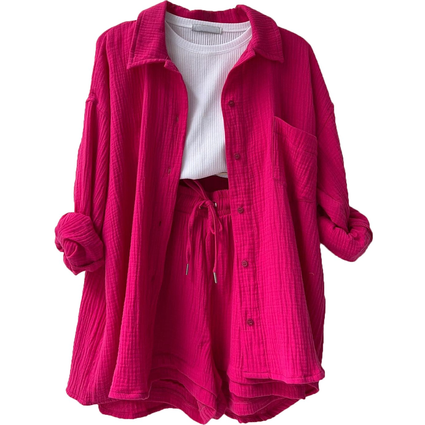 Luisa - Women's Two-Piece Long Sleeve Top & Stylish Shorts