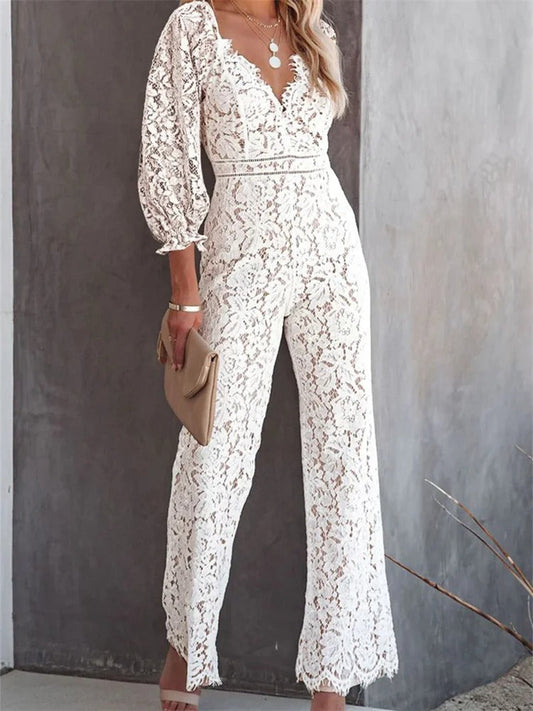 Kalinda - Floral Print V Neck Wide Pants Jumpsuit