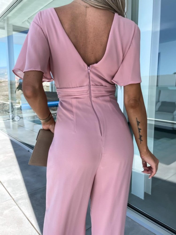 Tahlia - Butterfly Sleeves Wide Leg Jumpsuit