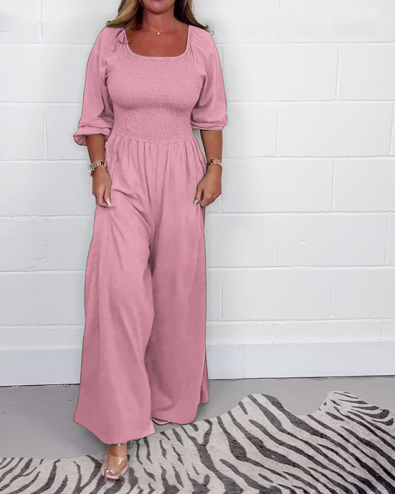 Tiana - Half Sleeves Wide Leg Jumpsuit