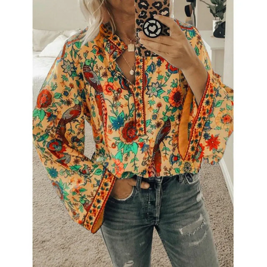 Nessa - Casual Long Sleeve Bohemian Style Blouse