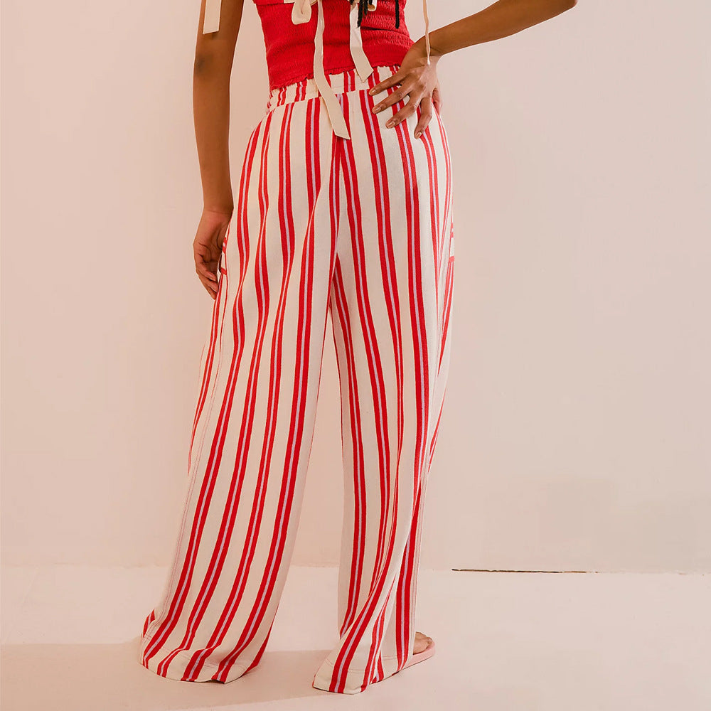 Pecola - Low Waist Striped Wide Leg Pants