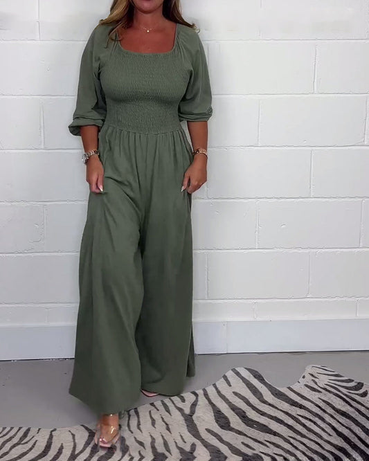 Tiana - Half Sleeves Wide Leg Jumpsuit