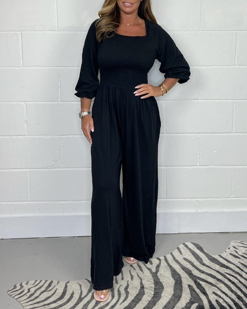 Tiana - Half Sleeves Wide Leg Jumpsuit