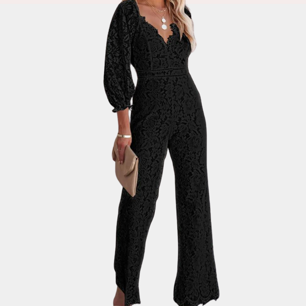 Ayla - Slim Fit Chic Lace Hollow V-Neck Jumpsuit