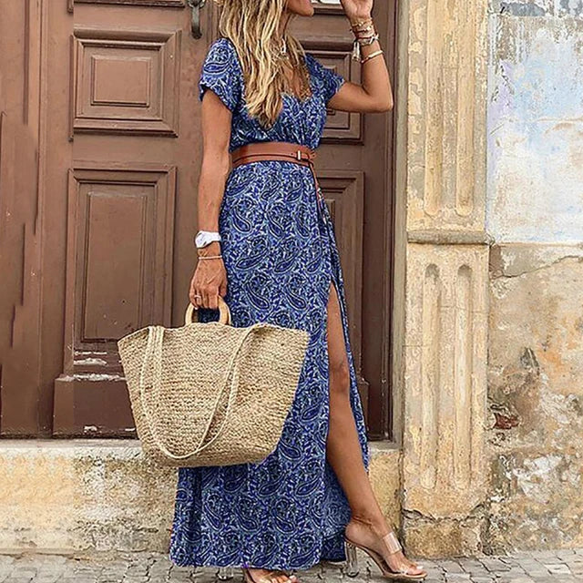 Mariella - Short Sleeve Bohemian Maxi Dress