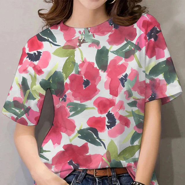 Lizzie - Short Sleeve Floral Print Summer T Shirt