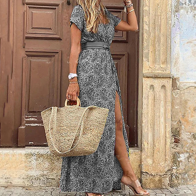 Mariella - Short Sleeve Bohemian Maxi Dress