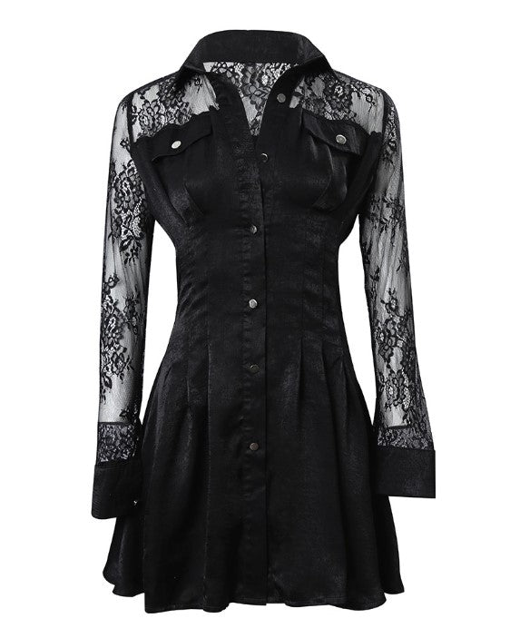 Kaycee - Button Down Black Mini Dress