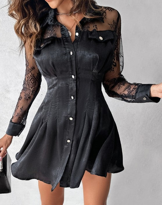 Kaycee - Button Down Black Mini Dress