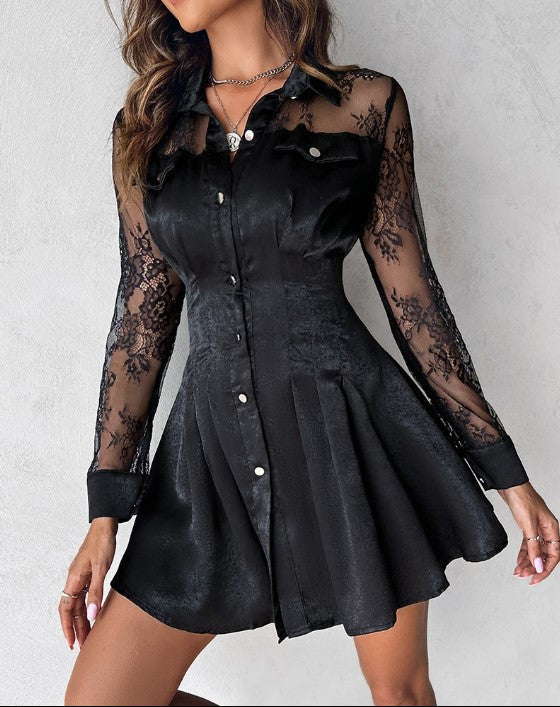 Kaycee - Button Down Black Mini Dress