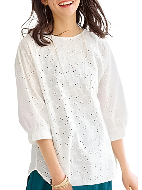 Charlotte - Round Neck Lightweight and Flowing Blouse