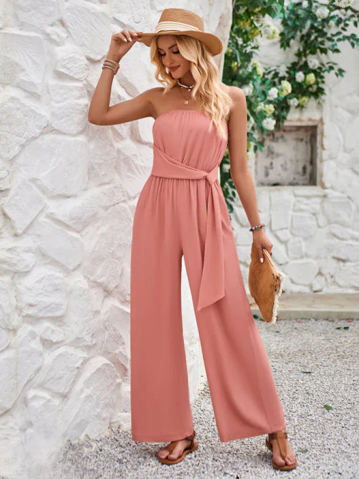 Araluen - Strapless Summer Jumpsuit with Belt