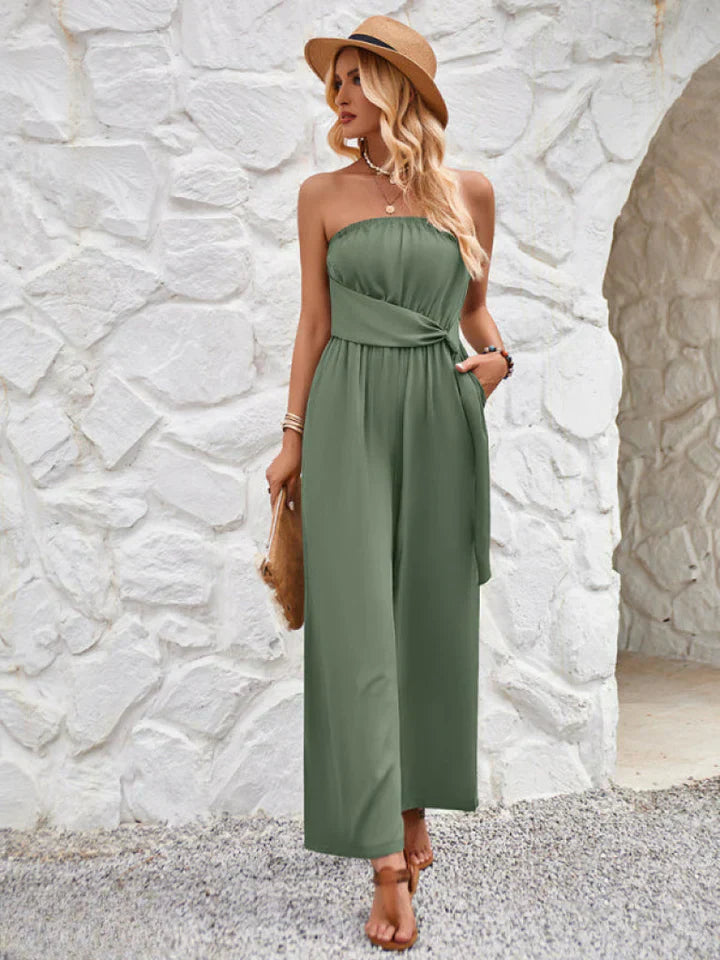 Araluen - Strapless Summer Jumpsuit with Belt