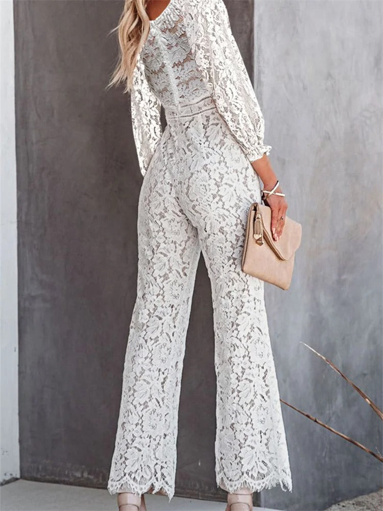 Kalinda - Floral Print V Neck Wide Pants Jumpsuit